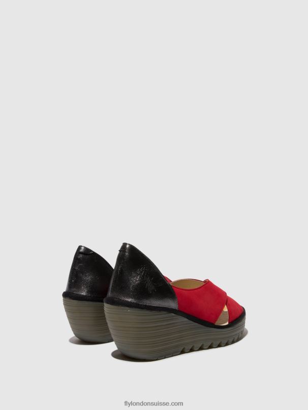 860NR483 sandales croisées yoma307 Fly London rouge à lèvres rouge/graphite femmes