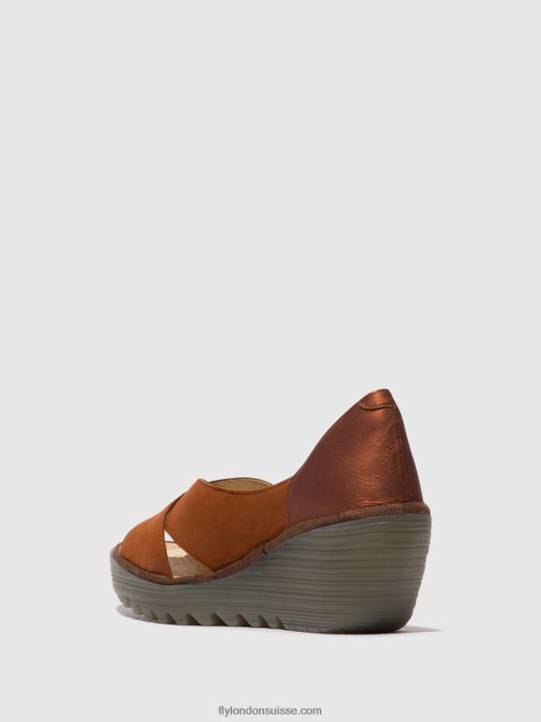 860NR484 sandales croisées yoma307 Fly London bronzage/cuivre femmes
