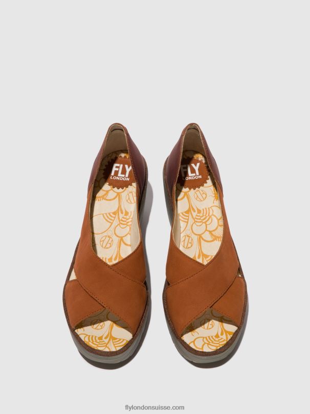 860NR484 sandales croisées yoma307 Fly London bronzage/cuivre femmes