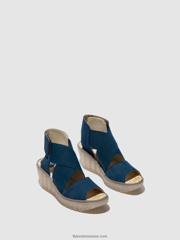 860NR485 sandales croisées yuba385 Fly London bleu femmes