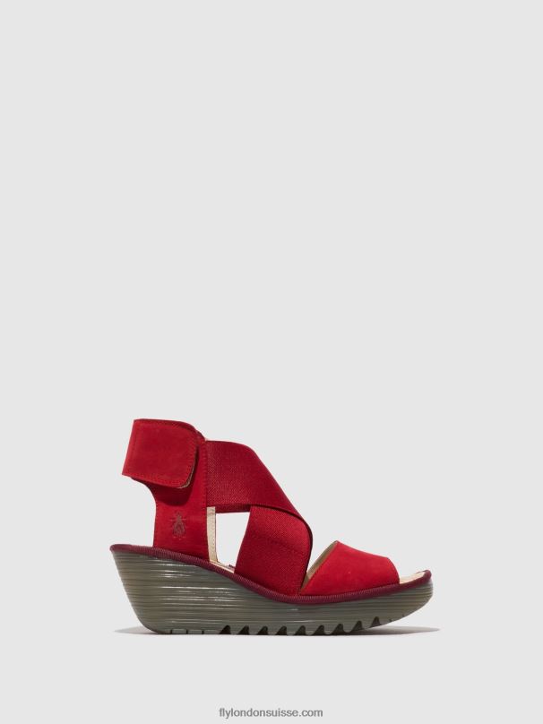 860NR486 sandales croisées yuba385 Fly London rouge à lèvres rouge femmes
