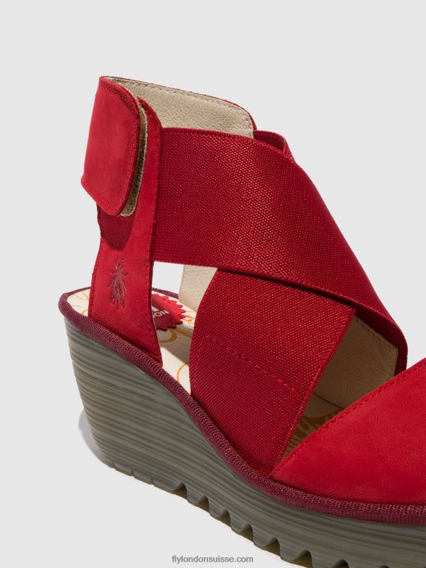 860NR486 sandales croisées yuba385 Fly London rouge à lèvres rouge femmes