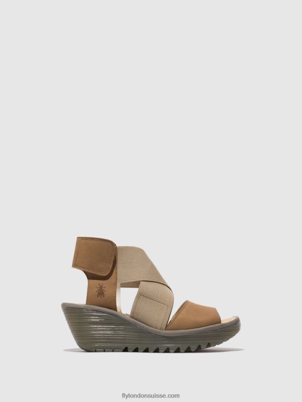 860NR487 sandales croisées yuba385 Fly London sable femmes