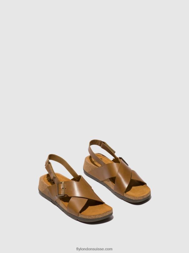 860NR488 sandales croisées chlo852 Fly London chameau femmes