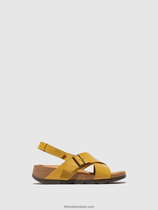 860NR489 sandales croisées chlo852 Fly London moutarde femmes