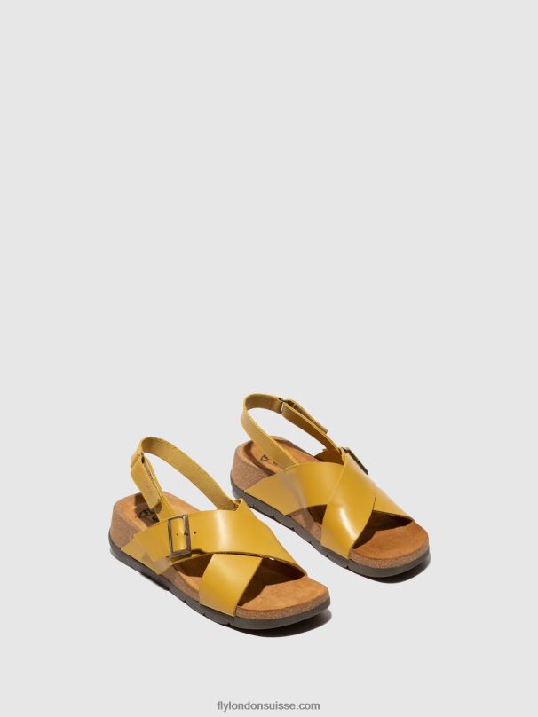 860NR489 sandales croisées chlo852 Fly London moutarde femmes