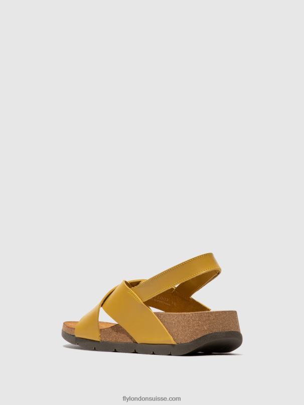 860NR489 sandales croisées chlo852 Fly London moutarde femmes