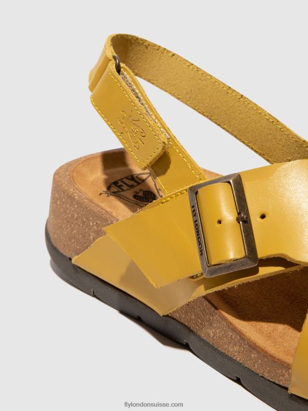 860NR489 sandales croisées chlo852 Fly London moutarde femmes