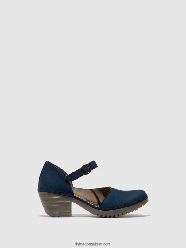 860NR492 sandales à boucle wifo440 Fly London bleu femmes