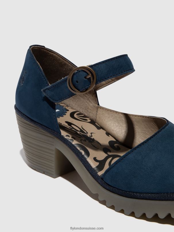 860NR492 sandales à boucle wifo440 Fly London bleu femmes