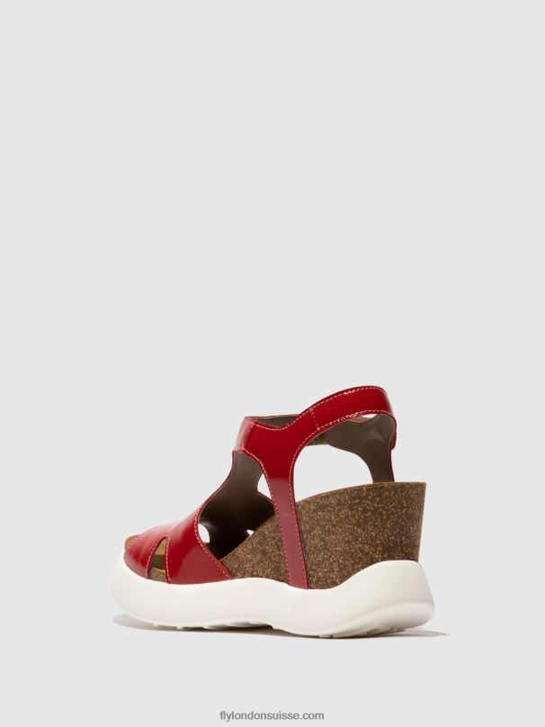 860NR495 sandales à boucle gova962 Fly London rouge femmes