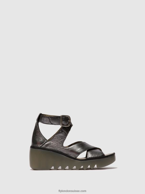 860NR503 sandales à boucle byre410 Fly London graphite femmes
