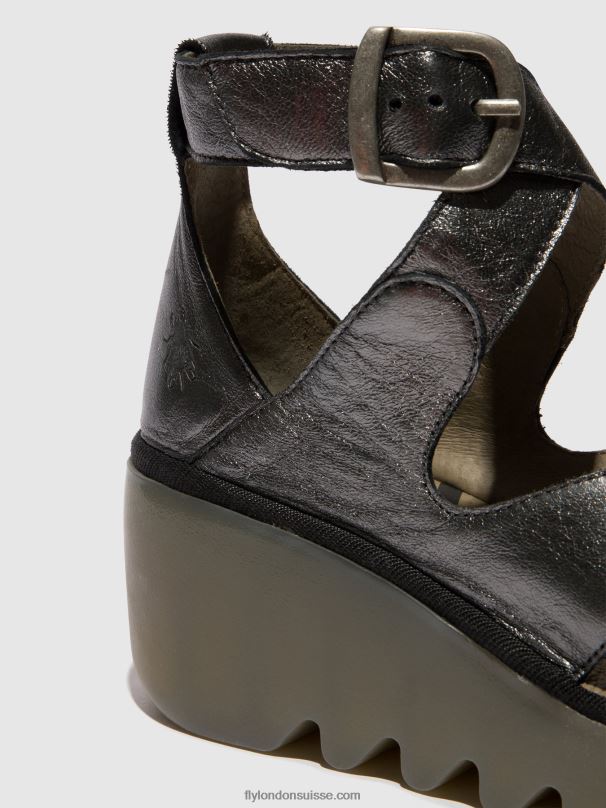 860NR503 sandales à boucle byre410 Fly London graphite femmes