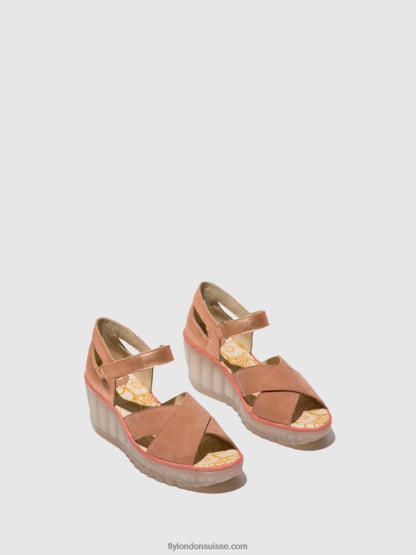 860NR504 sandales à bride cheville yent365 Fly London rose/or blush femmes