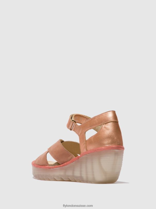 860NR504 sandales à bride cheville yent365 Fly London rose/or blush femmes