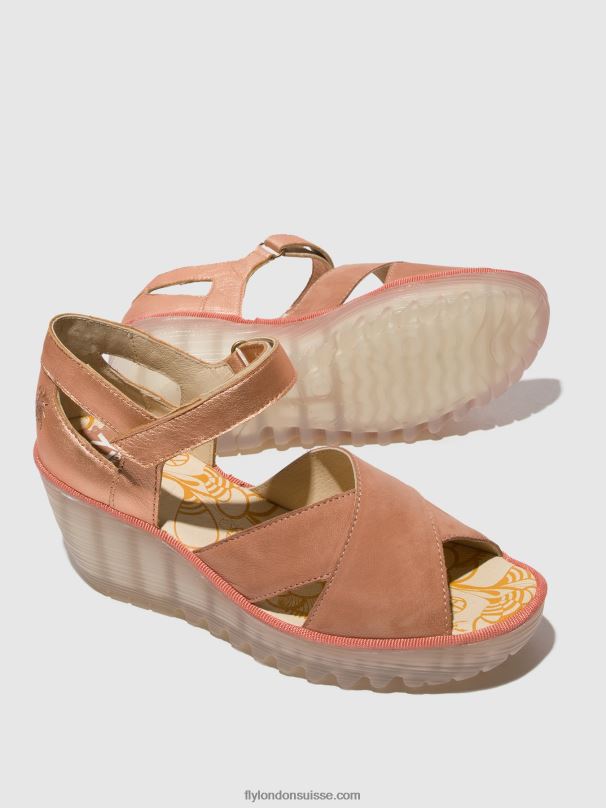 860NR504 sandales à bride cheville yent365 Fly London rose/or blush femmes