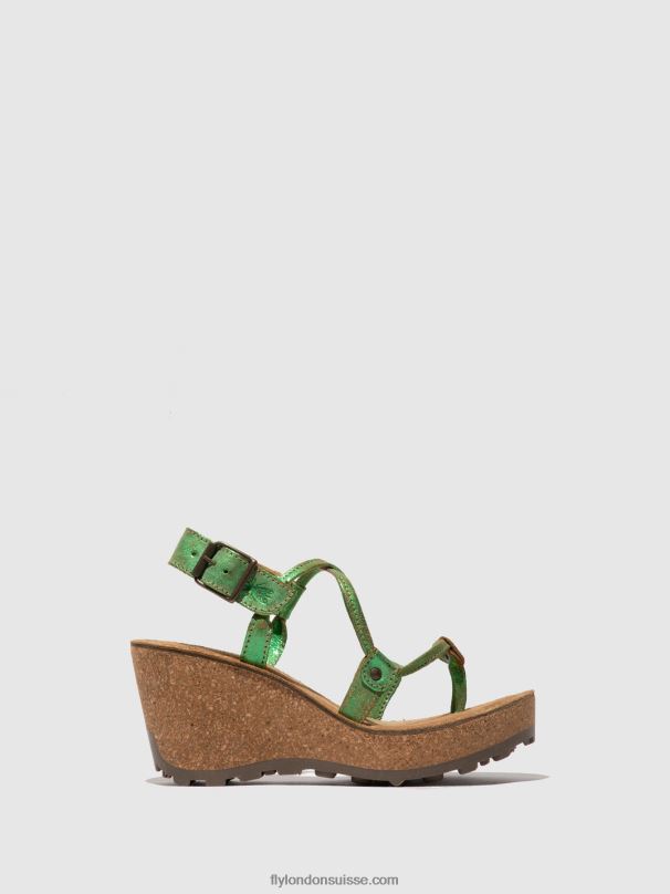 860NR517 sandales à bride en T Fly London vert femmes