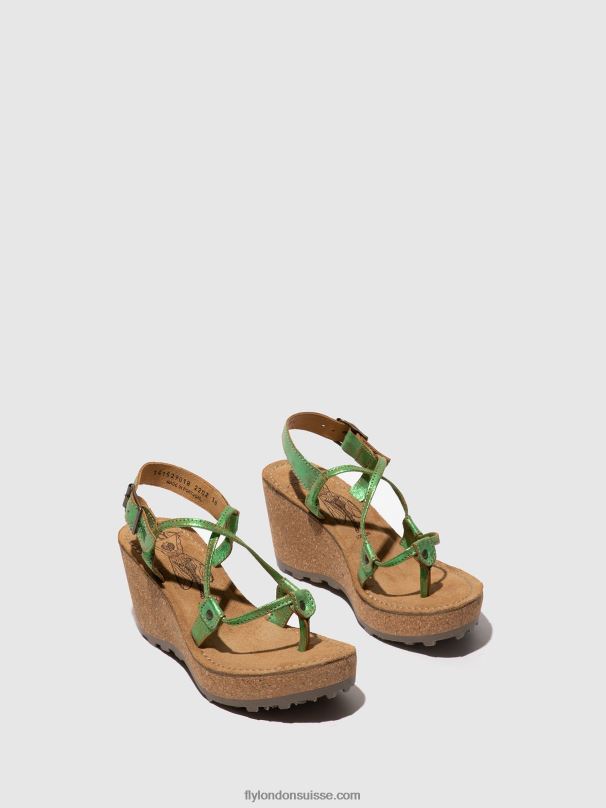 860NR517 sandales à bride en T Fly London vert femmes