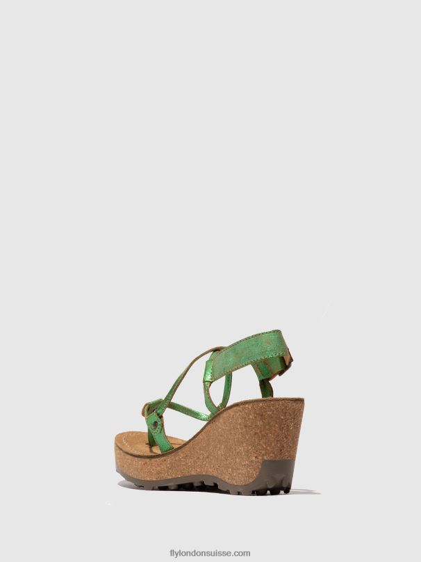 860NR517 sandales à bride en T Fly London vert femmes