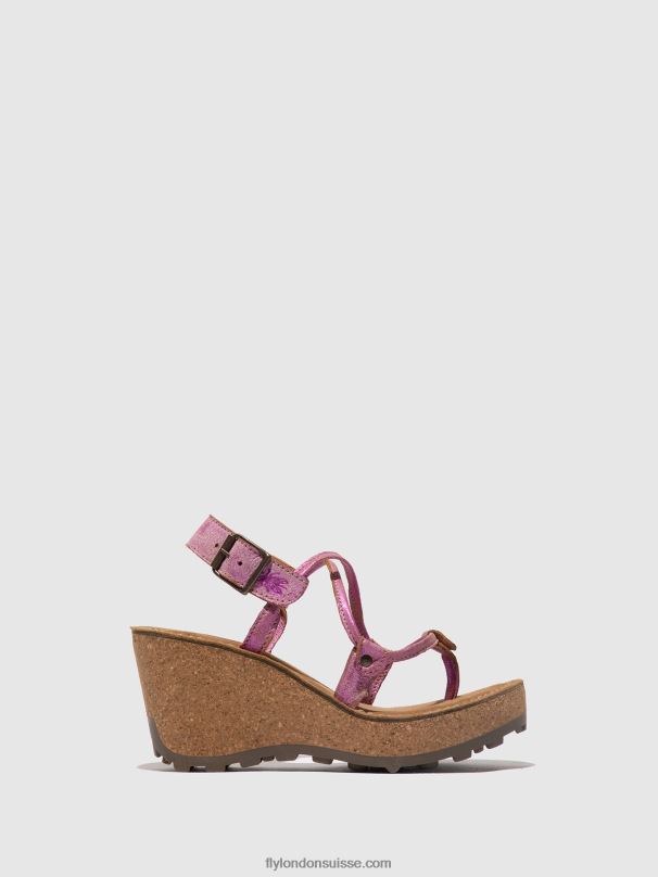 860NR518 sandales à bride en T Fly London rose femmes