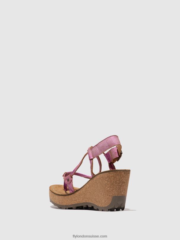 860NR518 sandales à bride en T Fly London rose femmes