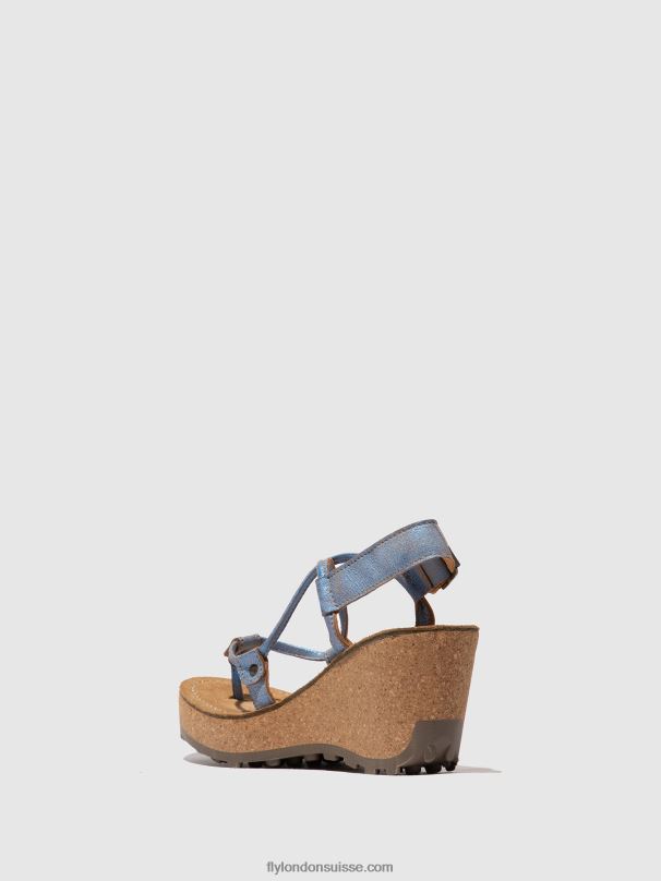 860NR520 sandales à bride en T Fly London bleu femmes