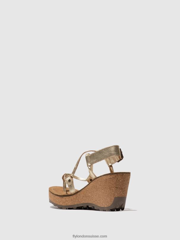 860NR521 sandales à bride en T Fly London or femmes