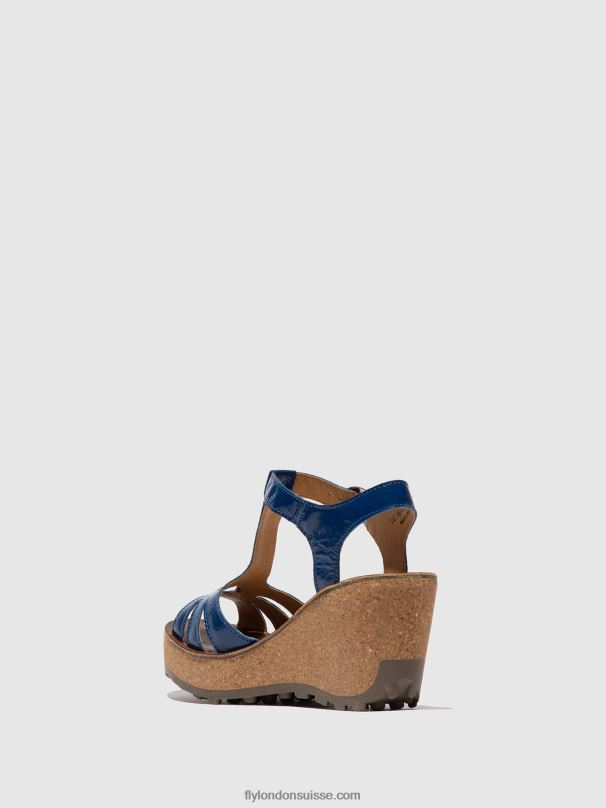 860NR522 sandales à bride en T Fly London or bleu femmes