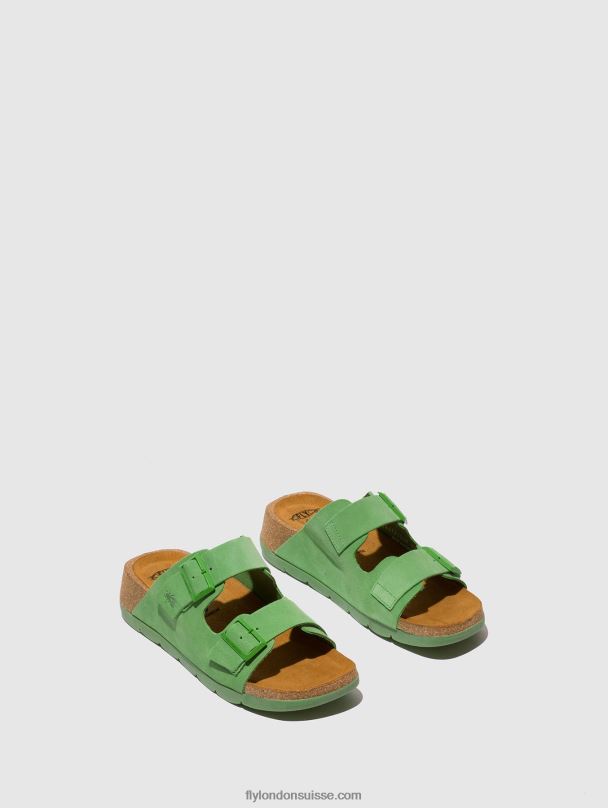 860NR527 sandales à boucle caja721 Fly London vert citron femmes