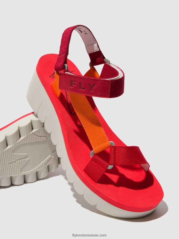 860NR529 sandales velcro yefa726 Fly London multi (rouge) femmes