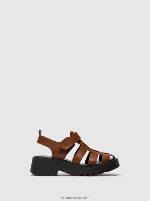 860NR534 sandales à lanières maie850 Fly London Cognac femmes
