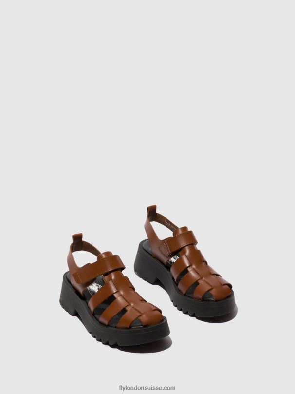 860NR534 sandales à lanières maie850 Fly London Cognac femmes