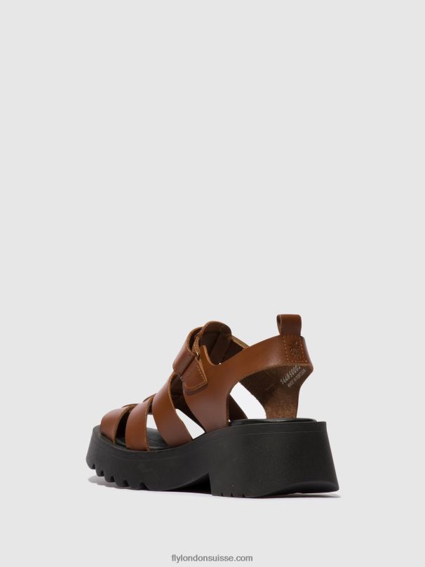 860NR534 sandales à lanières maie850 Fly London Cognac femmes