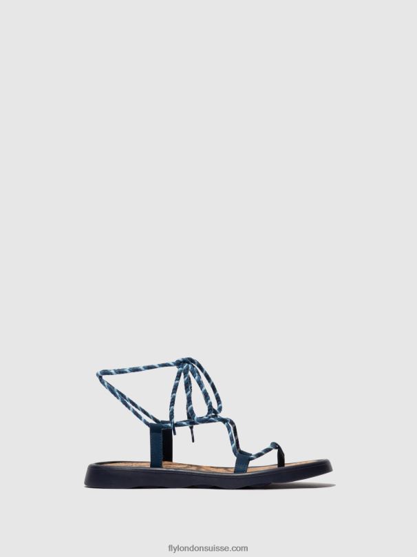 860NR551 sandales à lacets tace874 Fly London bleu femmes