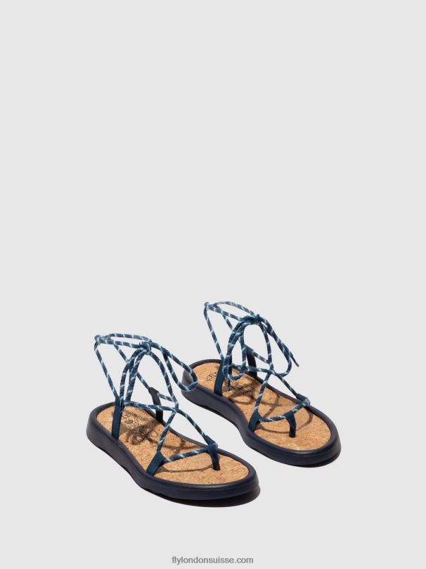 860NR551 sandales à lacets tace874 Fly London bleu femmes