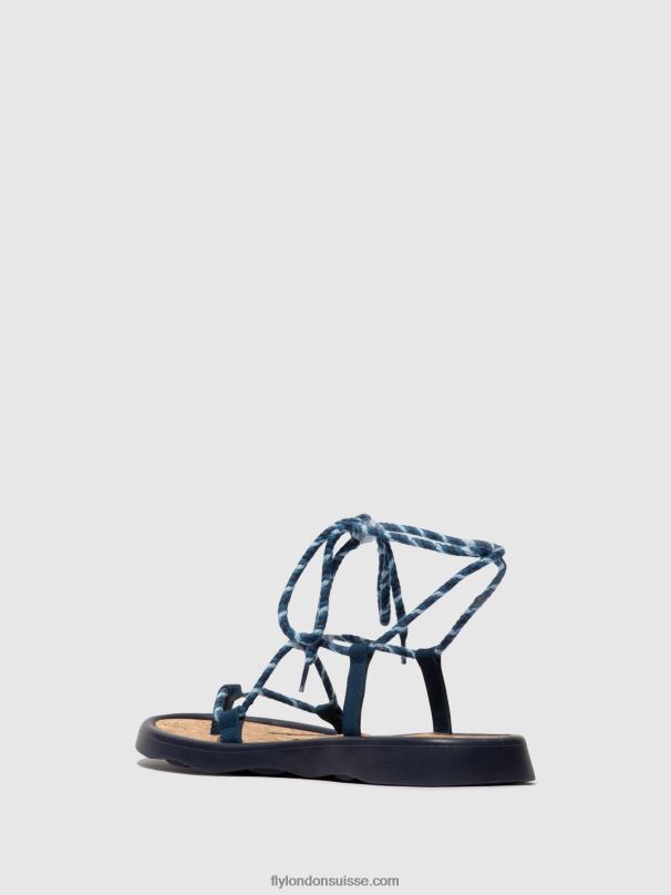 860NR551 sandales à lacets tace874 Fly London bleu femmes