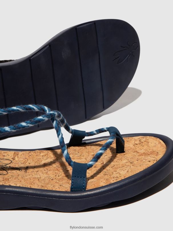860NR551 sandales à lacets tace874 Fly London bleu femmes