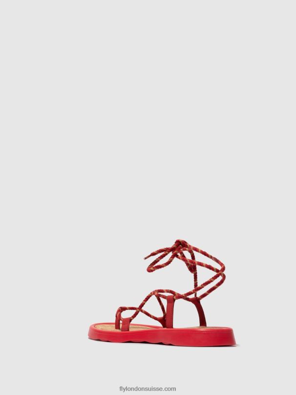860NR553 sandales à lacets tace874 Fly London rouge à lèvres rouge femmes