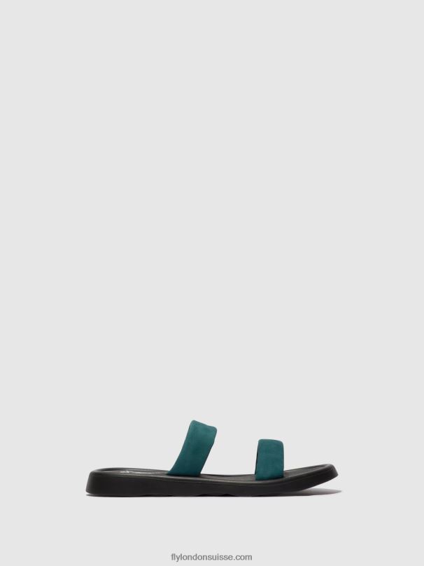 860NR557 sandales plates taja872 Fly London sarcelle femmes