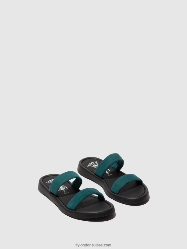 860NR557 sandales plates taja872 Fly London sarcelle femmes