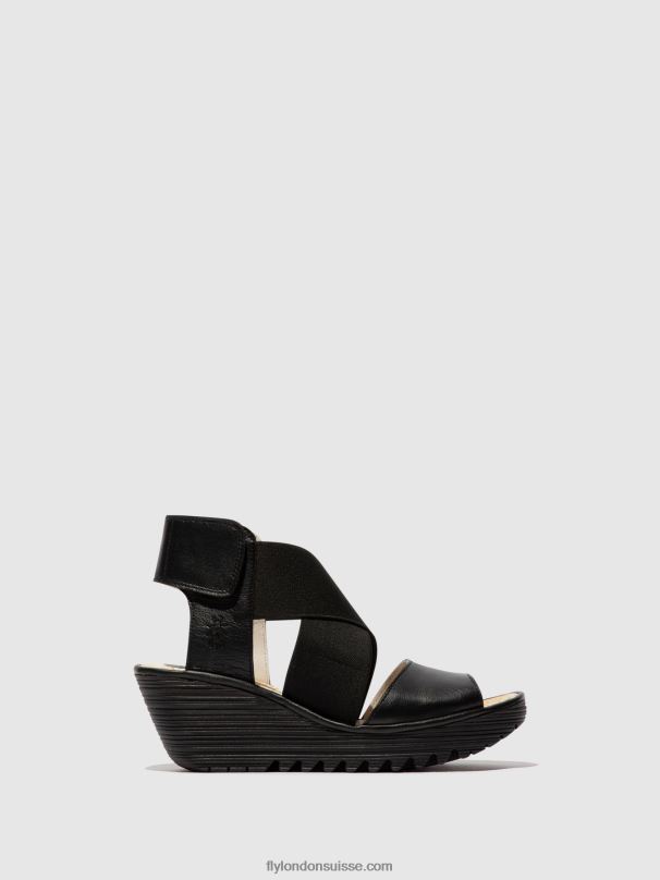 860NR561 sandales croisées yuba385 Fly London noir femmes