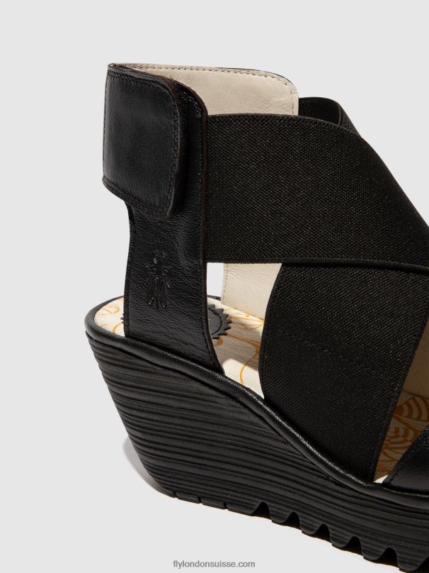 860NR561 sandales croisées yuba385 Fly London noir femmes