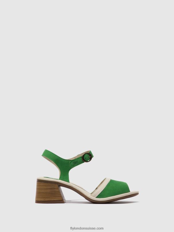 860NR569 sandales à bride cheville lear374 Fly London vert clair/blanc cassé femmes