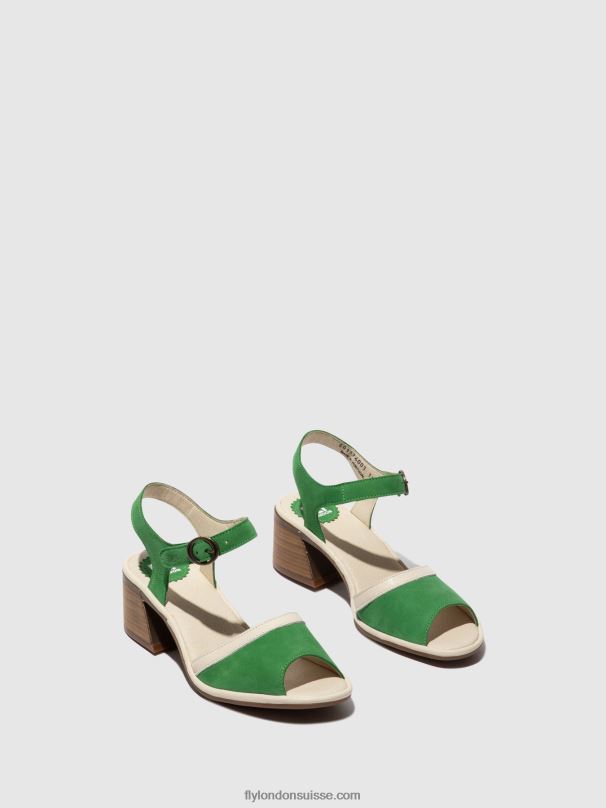 860NR569 sandales à bride cheville lear374 Fly London vert clair/blanc cassé femmes