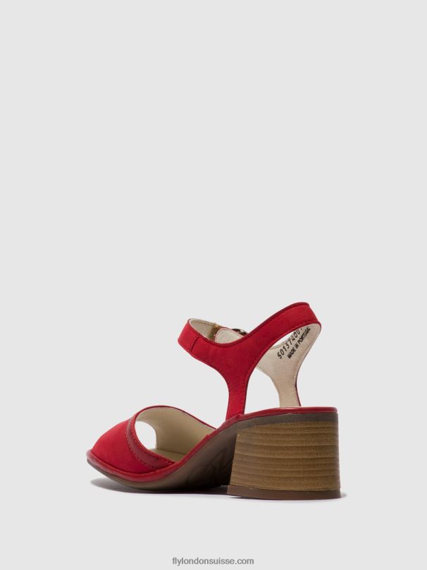 860NR570 sandales à bride cheville lear374 Fly London rouge à lèvres rouge femmes
