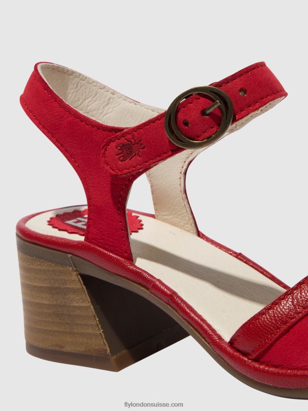 860NR570 sandales à bride cheville lear374 Fly London rouge à lèvres rouge femmes