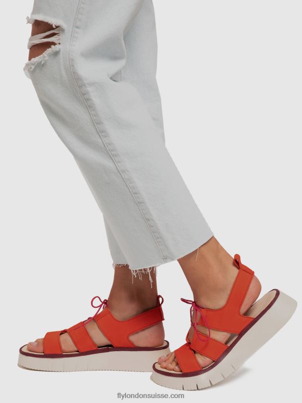 860NR575 sandales à lanières caio363 Fly London diable rouge femmes