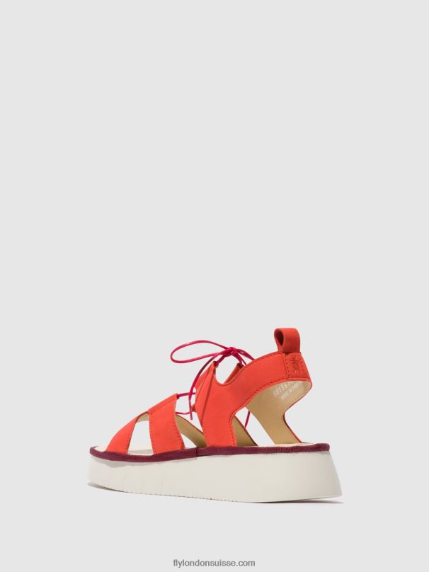 860NR575 sandales à lanières caio363 Fly London diable rouge femmes
