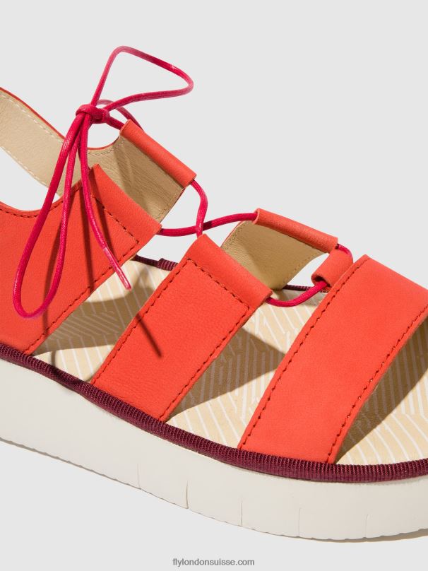860NR575 sandales à lanières caio363 Fly London diable rouge femmes
