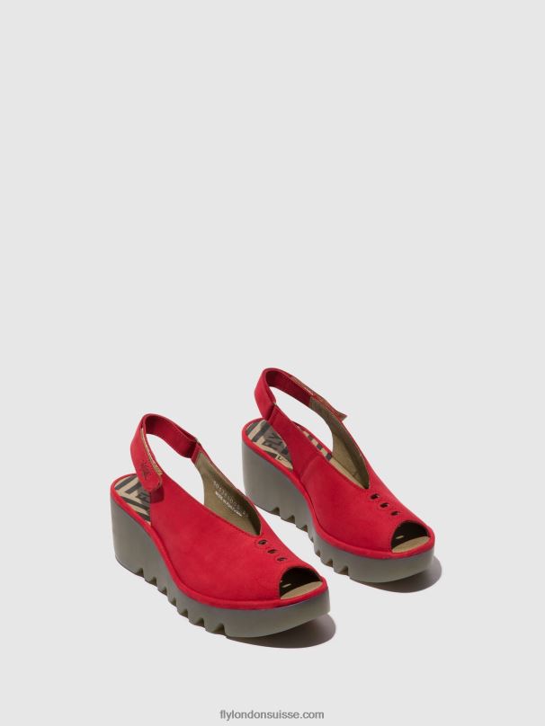 860NR580 sandales à bride arrière baye386 Fly London rouge à lèvres rouge femmes
